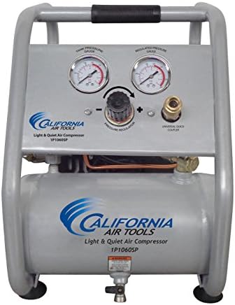 California Air Tools 1P1060SPH Лек и безшумен. 6 с. л., 1 Галон. Компресор за въздух стомана обем на резервоара с Хибриден Преносим Въздушен маркуч 25'