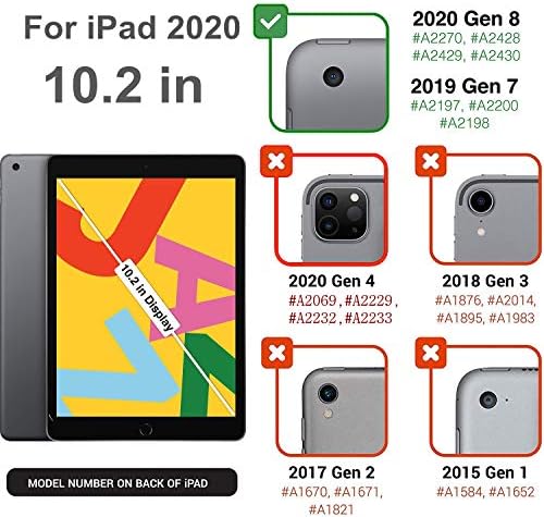 Въртящ се на 360 ° калъф 10.2 инча за новия iPad 8-то поколение (2020) /7-мо поколение (2019) - Умен Защитен калъф-поставка с функция за автоматично преминаване в режим на заспиване /събуждане за Apple iPad Поставка