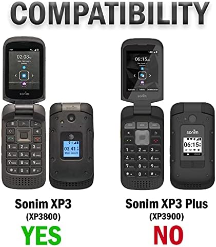 Серия Nakedcellphone, съвместима с калъф за телефон Sonim XP3 XP3800, [Черна веганская кожа], монтиране калъф с [вградена защита на екрана] и [Метален клипс за колан]