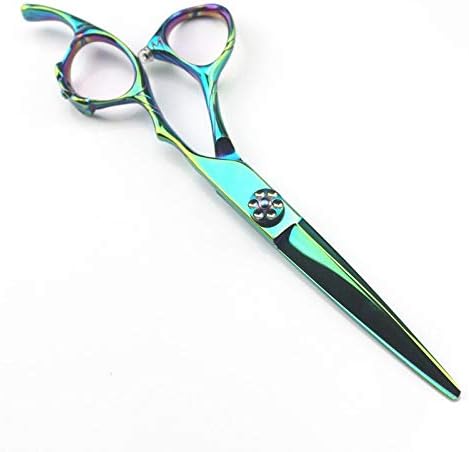 Ножица за подстригване на коса, 6 инча Япония 440c зелена прическа фризьорски ножици за подстригване фризьорски ножици за филировки фризьорски ножици (Цвят: Прорезна)