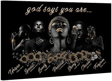 Афроамериканское Стенно Изкуство, Вдъхновяваща Черно Момиче, Платно, Стенно Изкуство, Мотивационен Плакат, Бог казва, че ти си, Печат върху Платно, Картина от Писан?