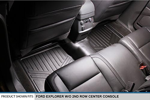 MAXLINER Custom Fit Подови постелки 3-вграден комплект обшивки Черен Съвместима с Ford Explorer 2017-2019 година на издаване Без Централната конзола 2-ри ред