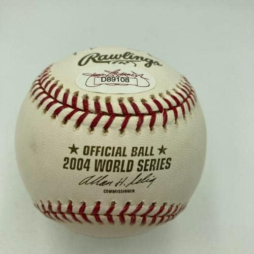 Карлтън Фиск Фиска Pole и Джони Пясъци Pesky Pole Подписаха договор от 2004 WS Baseball JSA - Бейзболни топки с автографи