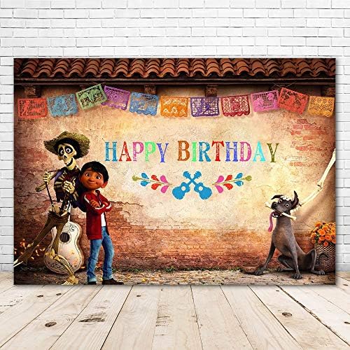Тематичен фон честит рожден ден на Коко 7x5 Мексиканска Фиеста Coco Фон за деца банер Винил за рождения ден на Хелоуин за декора на стените