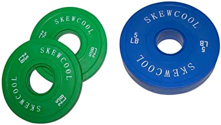 Набор от пластини за дробна замяна SKEWCOOL Olympic 1,25 паунда 2,5 кг 5 кг, Покрити с гума Плоча за дробна замяна, 2-инчов цветен Утяжелители за силови тренировки, за отслабване, които се продават по двойки