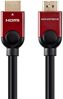 Високоскоростен кабел Monoprice HDMI - 6 фута - Червен, 4K @ 60Hz, HDR, 18 Gbit/s, 28AWG, YUV 4: 4:4 - Серия Select Металик