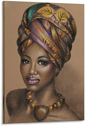 Красива африканска Момиче Художествен Плакат Живопис с маслени бои върху платно Стенни Артистични Щампи за decor Декор на Стая Декор Спални Подаръци 12x18 инча (30x45 см) ?