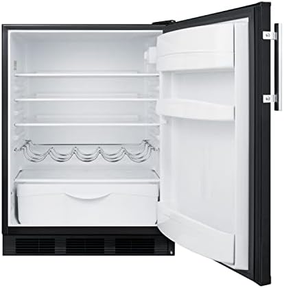 Summit Техника FF63BK самостоятелен домакински хладилник ширина 24 инча с височина на работната повърхност в Черен цвят с автоматична разморозкой, луксозен интериор, дръжка в стил Pro и регулируем термостат