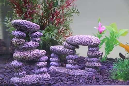 AQUA KT Аквариумный пейзаж, облицована с калдъръмени, Камъни за Покриване на риби Цихлиди Betta Hideout Декорация на аквариума, Опаковки от 2