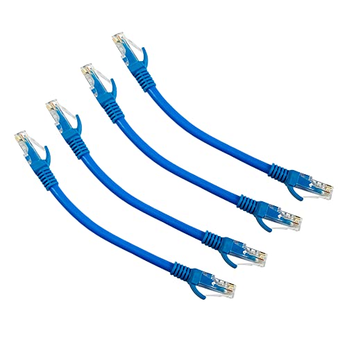 Пач-кабел Kallaudo Cat6 Ethernet 0,5 Фута 10 Gbit/от Мрежата на Интернет-пластир кабел LAN, Без довършителни RJ45 Cat 6 Пач-кабел за Рутер, Модем, Xbox, PS4, суич, Синьо (4 опаковки)