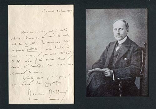 Писател Ромен Ролан, ЛАУРЕАТ на НОБЕЛОВА НАГРАДА ЗА ЛИТЕРАТУРА, писмо с автограф, подписана и приложена
