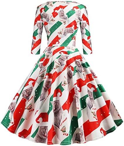 Рокли-люлка за жени на 1950-те години, Винтажное Коледна рокля в стила Рокабили за Абитуриентски, Вечерни Рокли с дълъг ръкав, Трапециевидное Чаено рокля