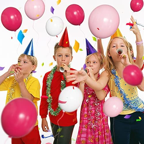 Розово-Бели Латексови балони, 80шт 12-инчови Ярко Розово Пастельно-Розови и Бели балони с Панделка за Детската душа, Украса за парти по случай рождения Ден (PinkWhite80pcs)