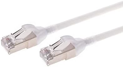 Свързване на Ethernet кабел Monoprice основа cat6a - 15 фута - Бял | Без довършителни, С двойно екраниран, Ниво компоненти, см, 30AWG - Серия SlimRun