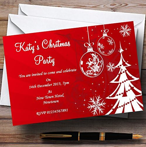 Пощенска картичка Zoo Red Xmas Tree Персонални Покани За Коледа/Нова Година/ Празнично парти