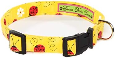 Donna Devlin Designs - Яка с каракулевыми букашками, ladybugs Прелитаха Сред Сладките ромашек на нашия Най-мил яка. Непременно обърнете Внимание на Подходящ каишка! (Малко (10-15 x 5/8