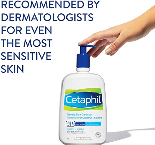 Cetaphil Нежно почистващо средство за лице и тяло за всички видове кожа - 33,80 течни унции / 1 литър