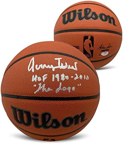 Джери Уест С Автограф на NBA в пълен размер Копие, Подписано от баскетболен клуб HOF 1980 С ЛОГОТО на PSA - Баскетболни Топки с Автограф