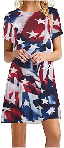Жена Патриотичното Обличам Статуята на Свободата, Графични и Рокли-Туника в 4-ти юли Рокля С Къс Ръкав Плажно Парти Тениска Рокля