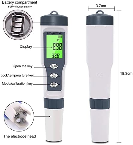 NUOPAIPLUS Тестер за Качеството на водата, Измерване на PH 3 In1 TDS/Temp/ЕО Тестер за Качеството на Водата Дръжка Детектор на Проводимостта Монитор Инструмент За Измерване на Чистотата