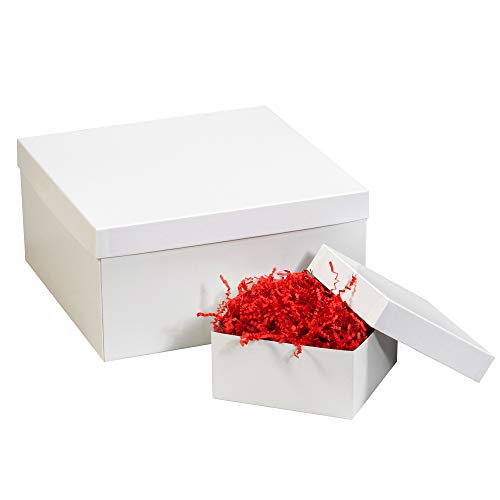 Дъното луксозни кутии Aviditi, 10 x 10 x 3, бяла (опаковка по 50 броя), Подходящи за празници, рождени Дни и за специални случаи