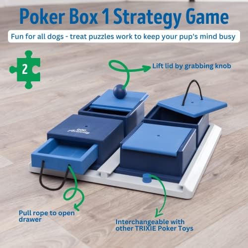 ТРИКСИ Dog Activity Poker Box 1 е Играчка-Пъзел За Кучета |Пъзел игра за Лакомство за Кучета | Интерактивна игра | детски Играчки За Обогатяване | Бавно Ясла