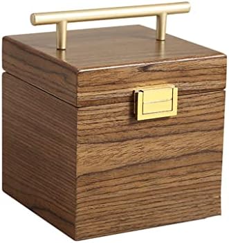 HGVVNM 3в1 Кутия-Органайзер за Бижута Дървена Квадратна Кутия За Съхранение на Бижута Подарък Калъф за Обици Пръстен, Колие Куфар, Кутия за бижута (Цвят: A размер
