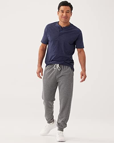 3 Опаковка: Мъжки спортни панталони за отдих от френски бадем хавлиени отвътре с джобове за бягане (предлагат в модели Big & Tall)