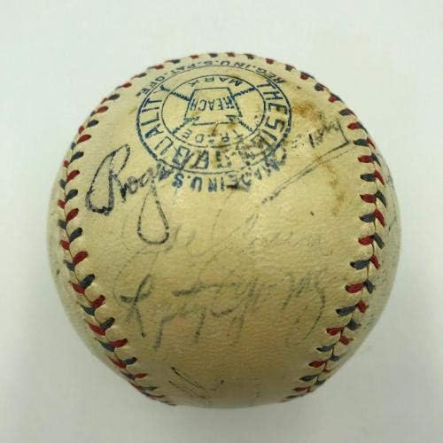 Първият мач на звездите 1933 г., С бейзболна трохи Рут Лу Гериг с автограф 21 Sigs PSA - Бейзболни топки С автографи