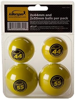Комплект от 2-те големи топки за тенис на маса с диаметър 44 мм и 2-те са Много по-Големи топки за Тенис на маса с диаметър 55 мм, Жълто на цвят.