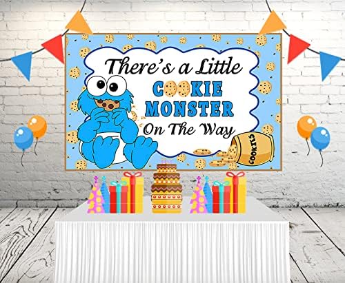 Бебешки Бисквити-Чудовище Фон за партита Разкриване на пода, 5x3 фута, По пътя Има едно Малко бисквитки, Банер за Улични украси за партита в чест на рождения ден на детето