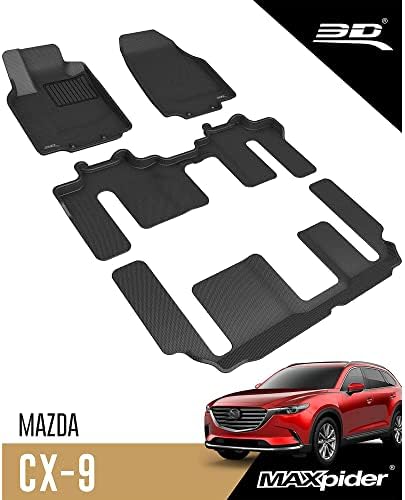 3D MAXpider - L1MZ01701509 Комплектен всички сезони подложка за пода на Индивидуалния годни за някои модели на Mazda CX-9 - Каучук Kagu (черен)