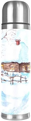 Кафеена Чаша, Термос, утайка от Пътна Чаша, Термос за топли Напитки, Кафе в Термос, зимна снежна къща с шарките на дървото