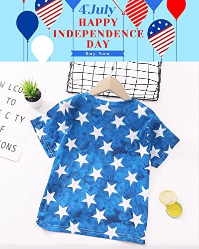 Тениски за малки момчета на 4 юли, Тениска с американския Флаг, Патриотични Блузи с Къс ръкав на Деня на Независимостта за Деца