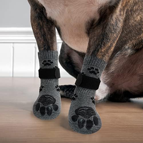 Чорапи за кучета SCENEREAL, Двустранни Мини чорапи с регулируеми джапанки, 3 Двойки, за контрол на сцеплението с подове от масивно дърво в затворени помещения, Защита на