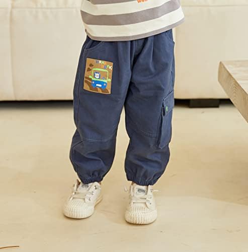 LABISHU/Панталони за момчета-Карго Каки за Деца, Свободни Дълги Панталони с Джобове