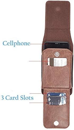 Вертикален Кафяв калъф-портфейл за Galaxy Note 10 Plus, A20, A50, S10 Plus, S9 Plus, Note 9, Note, 8, Кожен калъф-калъф, Поясная кобур с карабинер, подходящ за мобилен телефон с защитен калъф