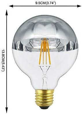 Половината Хром led лампа с нажежаема жичка G30 G95 6 W, Светодиодна лампа със Сребърен връх, на Основата на E26, Топъл бял 2700 До Равностойността на 50 W, 110-120 В променлив ток, с регулируема яркост (опаковка от