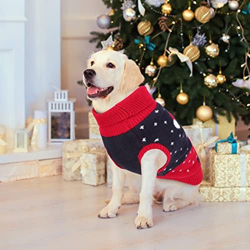 HUMLANJ най-грозното Куче Коледен Пуловер с Висока Воротом Празничен Пуловер на Дядо Коледа с Отвор за Каишка Кученце Коледно Дърво Трикотаж Пуловер Пуловер за Малки, Средни и Големи Кучета