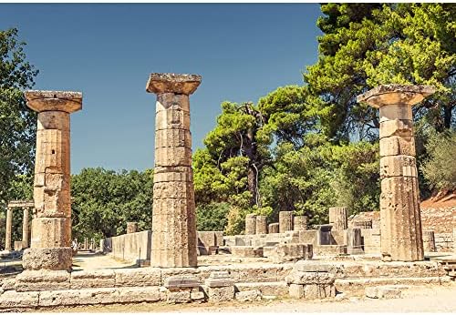 LFEEY 5x3 фута Фон за Снимки Колони Светилища в древна Гърция, Старогръцки Руини, Колоната на Историческата сграда на Олимпия, Фон За Снимки, Подпори За Фотобудки За Пътуване