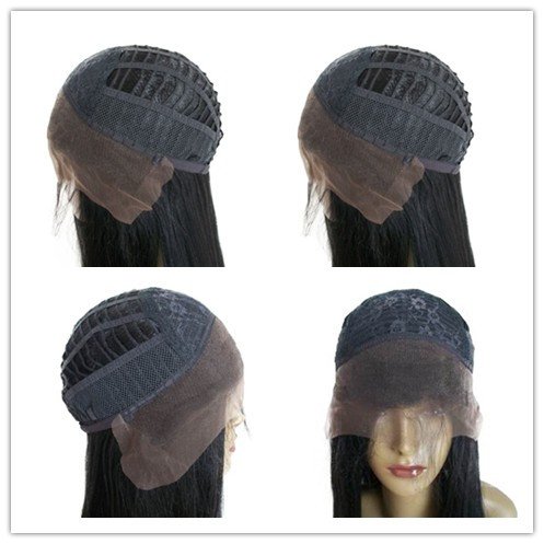 Висок клас предна завързана перука от перу вирджински човешка коса Remy естествен директно цвят # 4