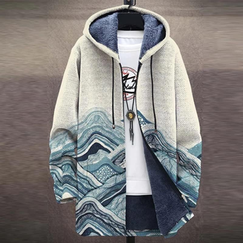 TAKSUN, Винтажное палто с качулка в стил Мозайка с 3D-принтом, Мъжки Есенното Яке със средна дължина на цип, Зимна Мъжка Жилетка с Дълъг ръкав