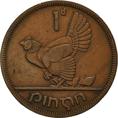 Ирландски пени 1940-1968 години с пиле Лъки Сейнт Патрикс, Голям и Атрактивен монета. Национален символ на република Ирландия. Пени, на Цена от Продавача В Променено състояние