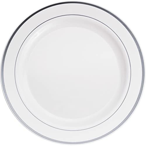 MICHAELS Bulk 12 опаковки: Кръгли банкетни чинии с тегло 10 карата (общо 120 броя) със сребърен цвят от Celebrate It™