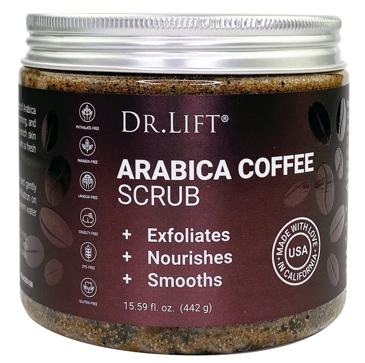 Кафе пилинг с арабика, от 15.59 мл - Хидратиращ и Ексфолиращ пилинг за цялото тяло за жени и мъже - Произведено в САЩ Dr.Lift