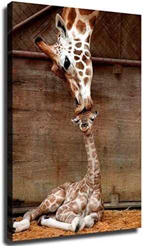 Природата на Диви Животни Жираф Плакат на Стенно Изкуство Стенен Декор Спалня Хол Баня Декоративна Живопис върху Платно Печатни Картини в рамка и без рамка (20x30 см в рамка)