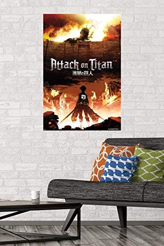 Тенденции на Международната атака на Титан - Огнен Плакат на стената, 22.375 x 34, Версия без рамка
