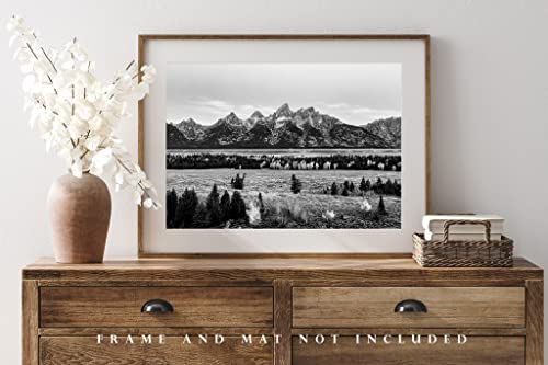Снимка на Скалистите планини, Принт (без рамка), Фотография Гранд Титона късно сутринта в националния парк Гранд-Титон, Уайоминг, Пейзаж, Стенно изкуство в западен с