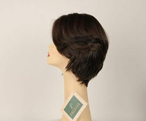 Европейският перука от човешка коса Freeda - Dorothy тъмно кафяво със светло кафяви отблясъци, размер M topa