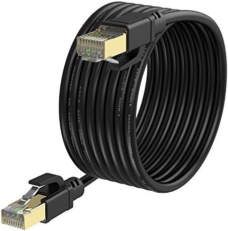 Ethernet кабел YixGH CAT 8 на 5 метра, захранващ кабел Интернет, Кабели за локална мрежа 40 gbps 2000 Mhz, Високоскоростни кабели SSTP LAN с Позлатените конектор RJ45 за Рутер, модем, игри, Xbox (5 фута)